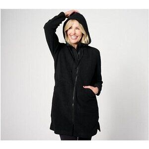 MUK LUKS Teddy Bear Sherpa Lounger with Hood Black,2X